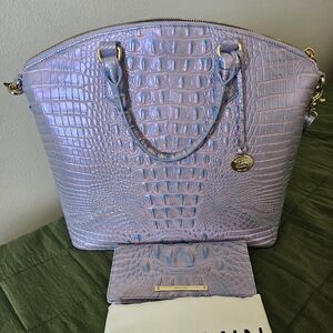 Purple-pink Brahmin Large Duxbury Satchel handbag + wallet